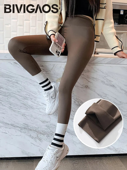 BIVIGAOS automne hiver brossé requin Leggings pantalons femmes sans couture sensation nue taille haute mince Legging sport Fitness Leggings