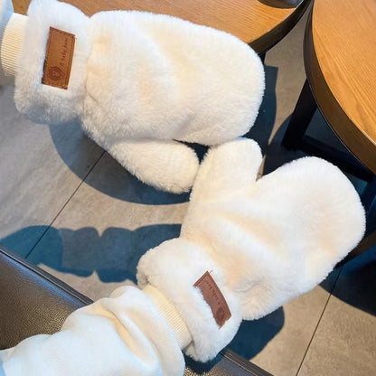 Mitaines doublées de polaire Gants chauds en peluche pour l'automne et l'hiver