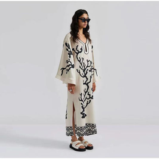 Women's New Long Sleeve Printed Loose Dress