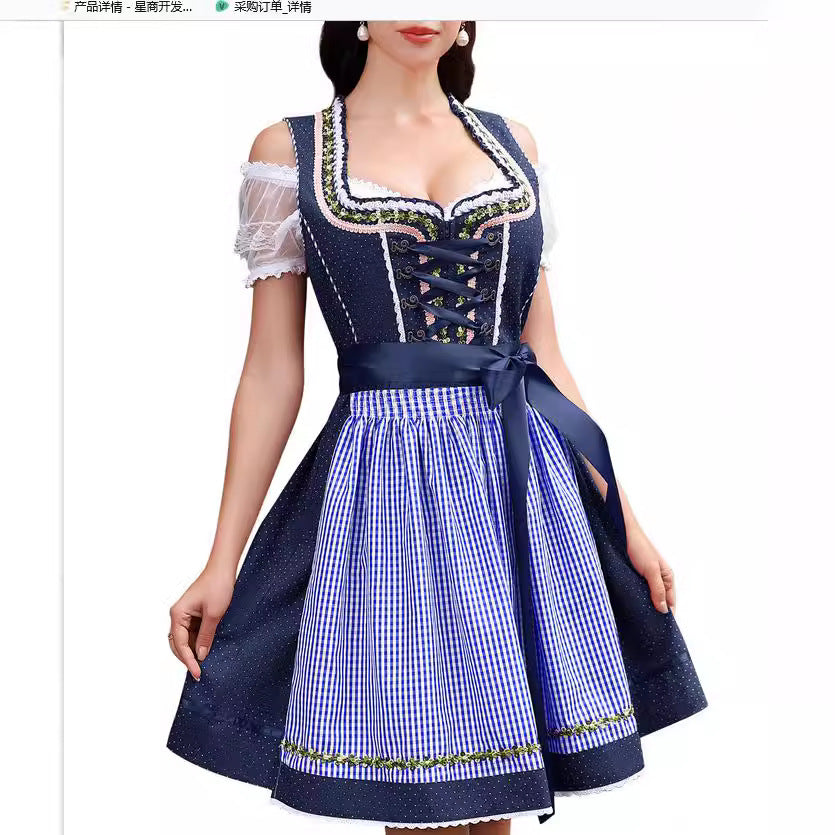 Halloween Maid Uniform Barpool Women's Sexy Mini Dress Dirndl