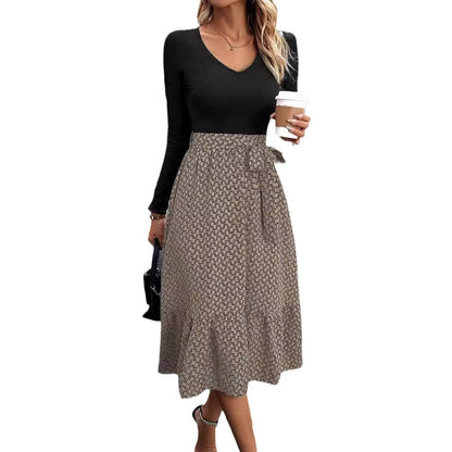 Fashion Women's Wear Long Sleeve Stitching Dress