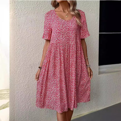 Summer U-neck Floral Fashion Loose Dress