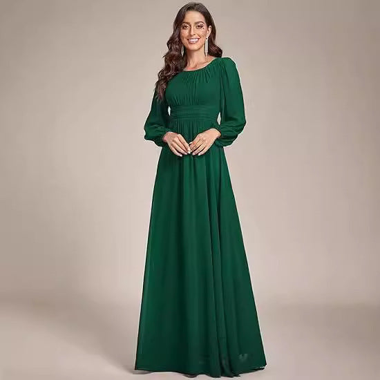 Robe de soirée longue en mousseline de soie pour femme