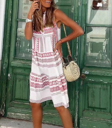 Women's New Printing Sleeveless Printed Dress In Stock