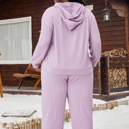 Plus Size Women's Pajamas Imitation Cotton Hooded Sweater Set