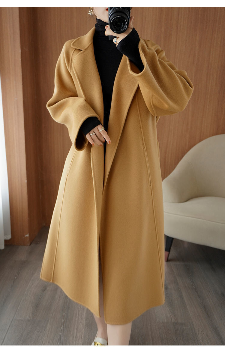 Double-sided Wool Overcoat Women's Long Below The Knee Loose Plus Size