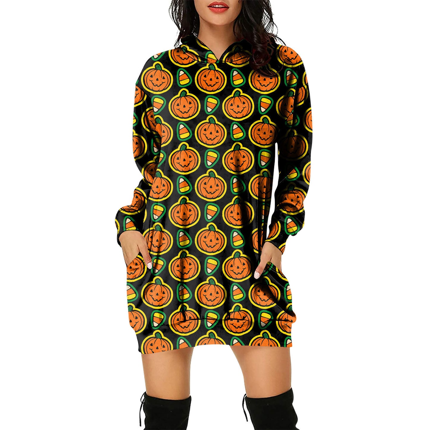 Robe pull à capuche pour femme sur le thème d'Halloween