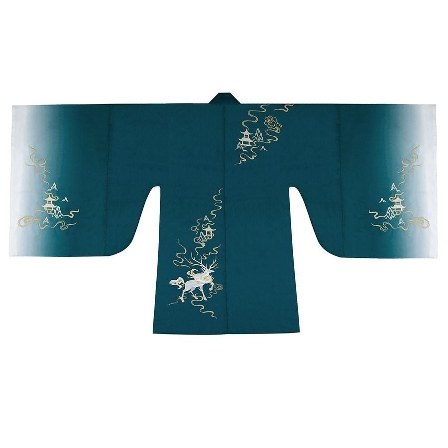 Veste et robe brodées Hanfu à manches larges et col croisé