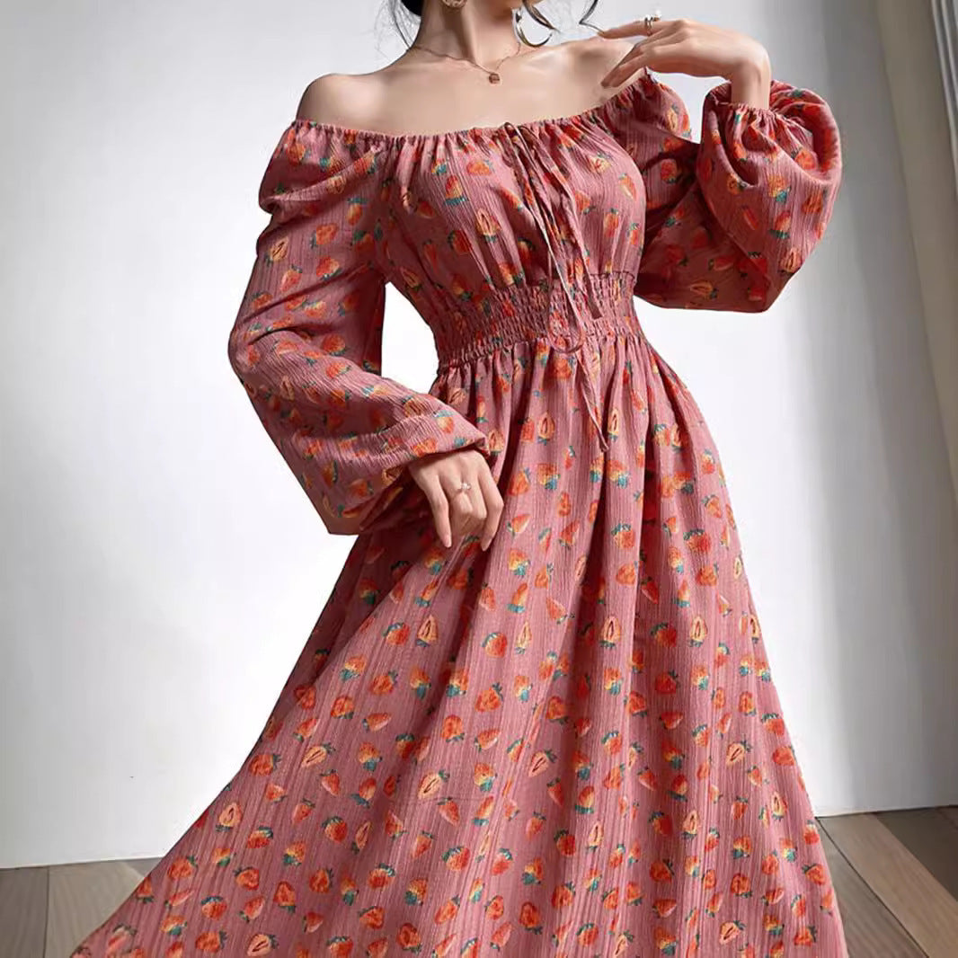 Robe imprimée taille haute à la mode pour femmes