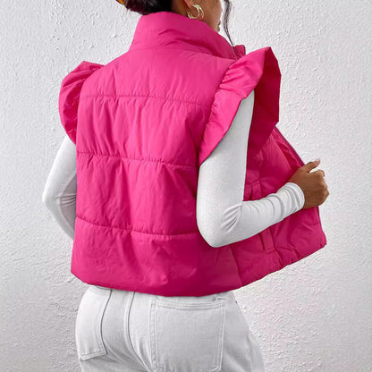 Gilet thermique sans manches à col montant et à la mode, manteau rembourré en coton