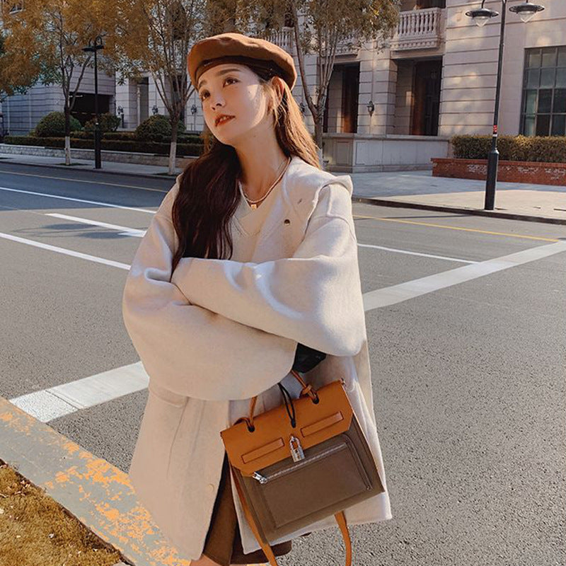 Korean Style Mid-length Casual Woolen Coat