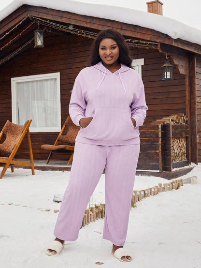 Plus Size Women's Pajamas Imitation Cotton Hooded Sweater Set