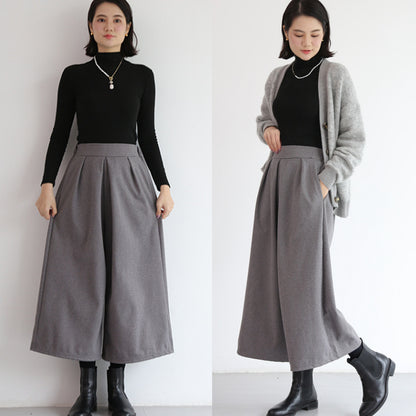 Women's Pants Western Style Culottes Loose Waist Trimming Wide Leg