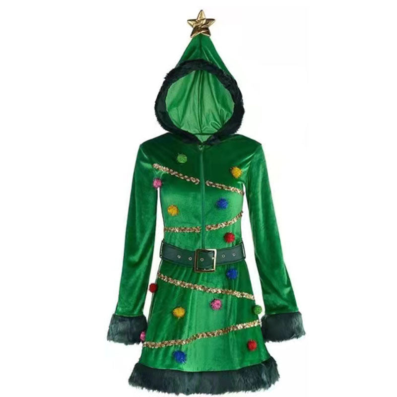 Stage Performance Costume And Accessories Dress Dark Green