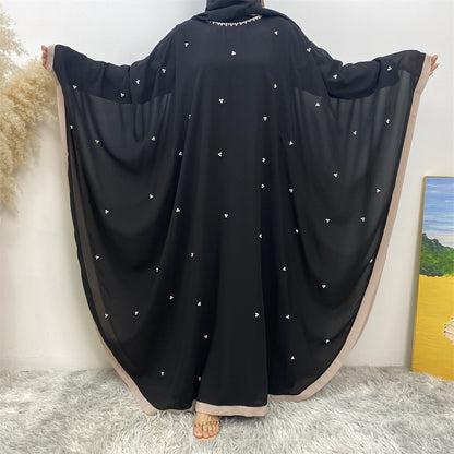 Robe musulmane ample élégante en mousseline de soie à manches chauve-souris pour le Moyen-Orient et la Turquie