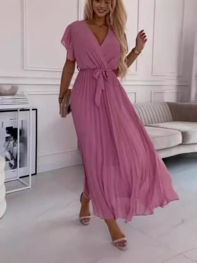 Robe de couleur unie pour femme à la mode