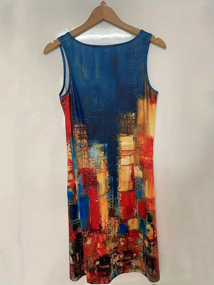 Ladies New Floral Print Sleeveless Dress