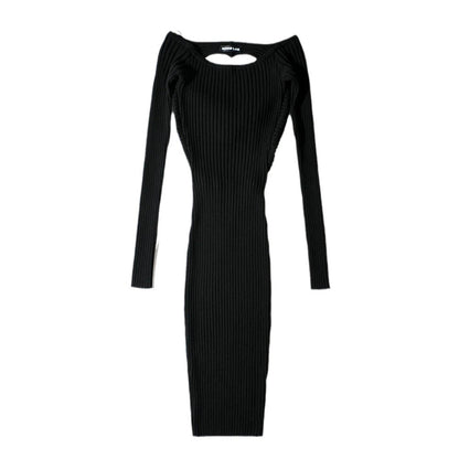 Women's Square Collar Twist Two-way Wearing Long-sleeved Dress