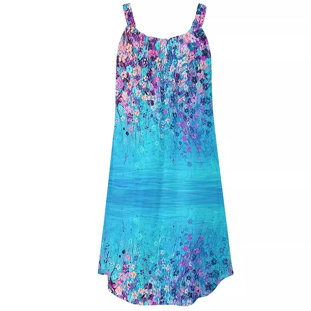 Summer Beach Vest Printed Dress Plus Size Women's Clothing