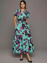 Women's Clothing Sense Cinched Slimming Retro Printing Dress