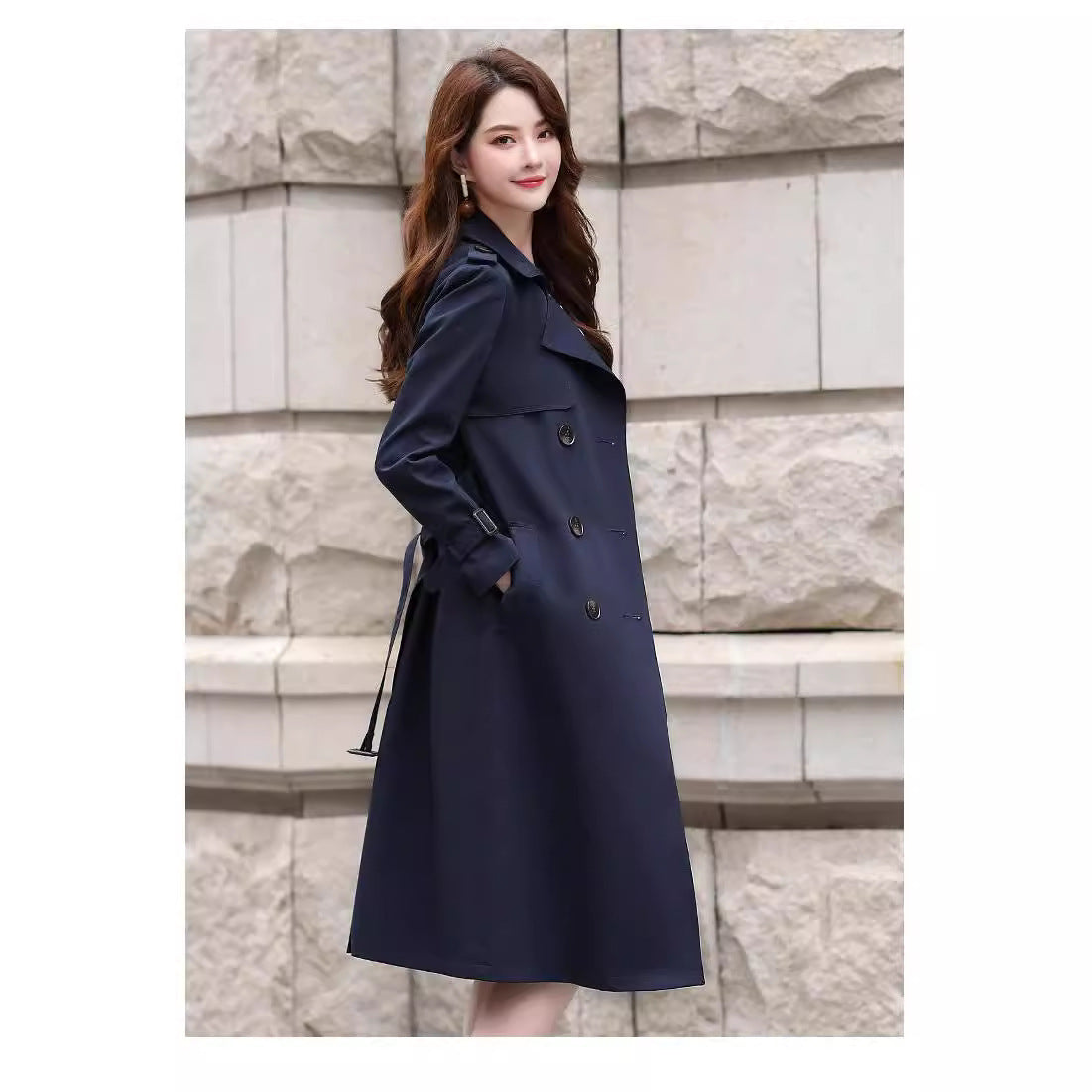 Silky Draping Effect Women's Clothing Overknee Coat