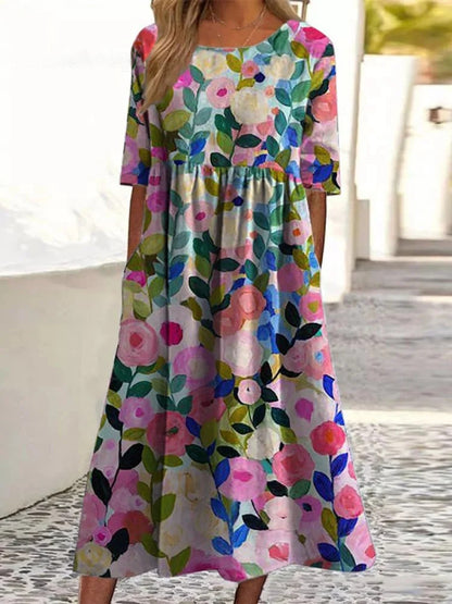 Robe à grande largeur avec impression numérique tendance