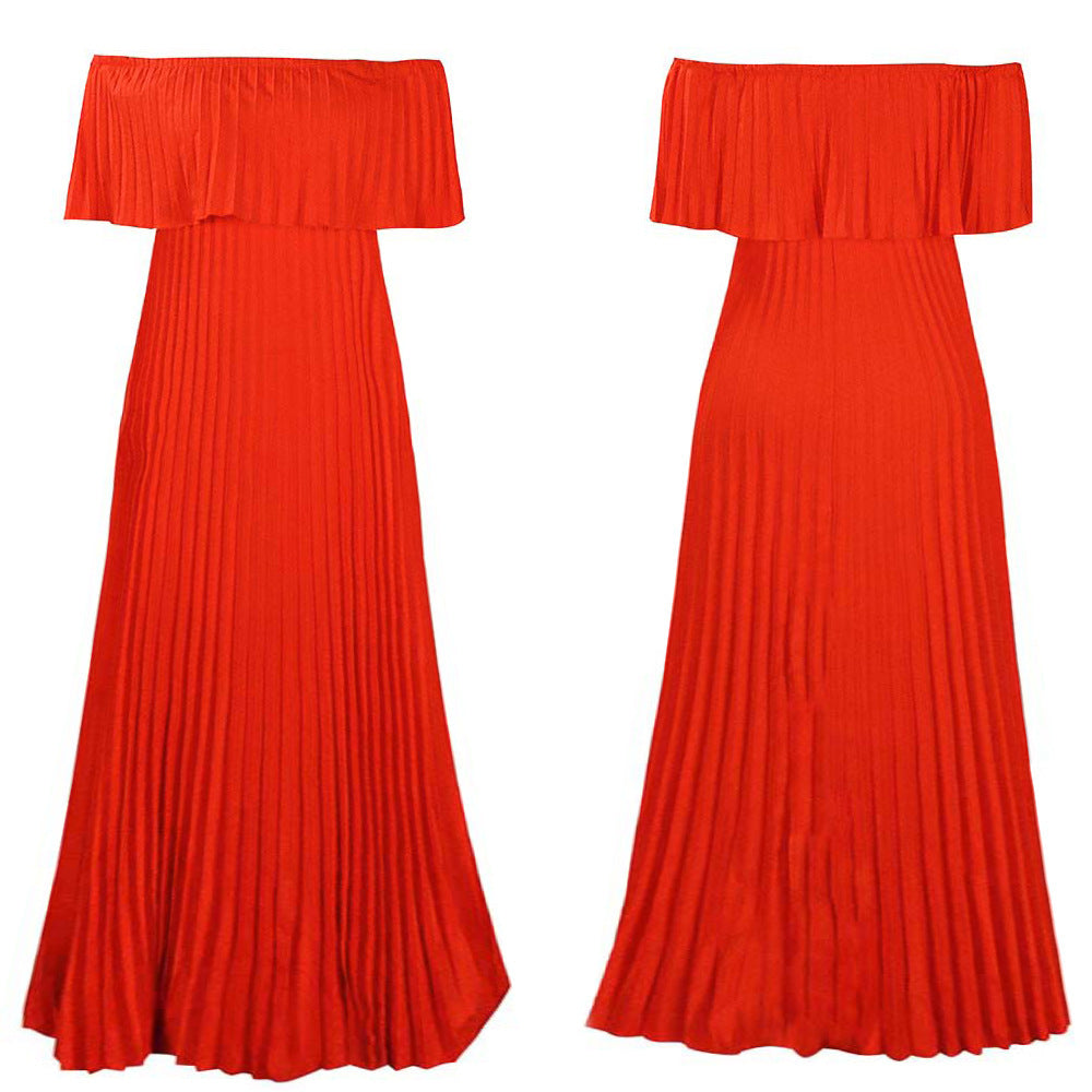 Women's Off-shoulder Pleated Dress