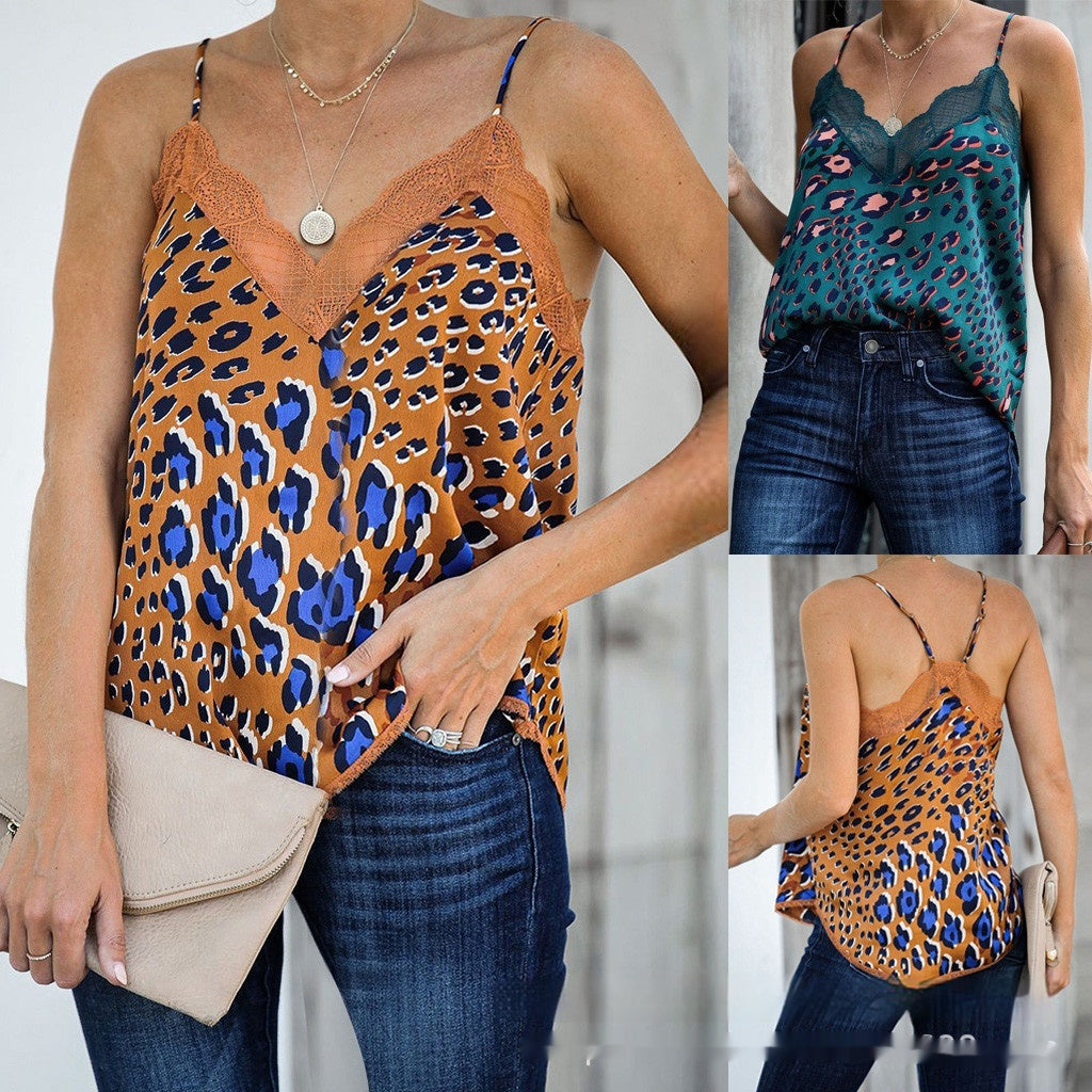 Leopard Print Lace Sexy Sling Vest