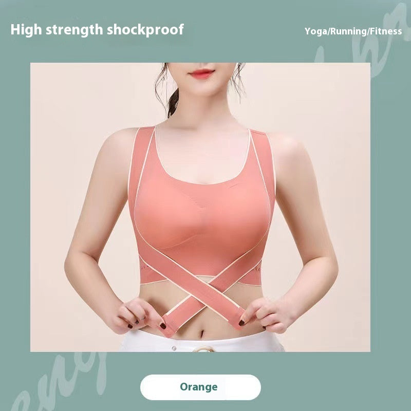 Cross Side Buckle Breast Holding Sports Bra Outer Wear Yoga Vest