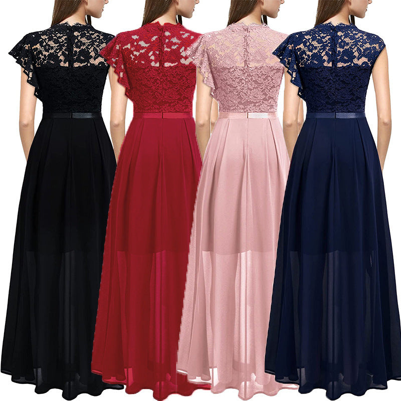 Women's Fashionable Lace High Waist Dress