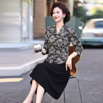 Fake Two-piece Suit Collar Floral Stitching Dress