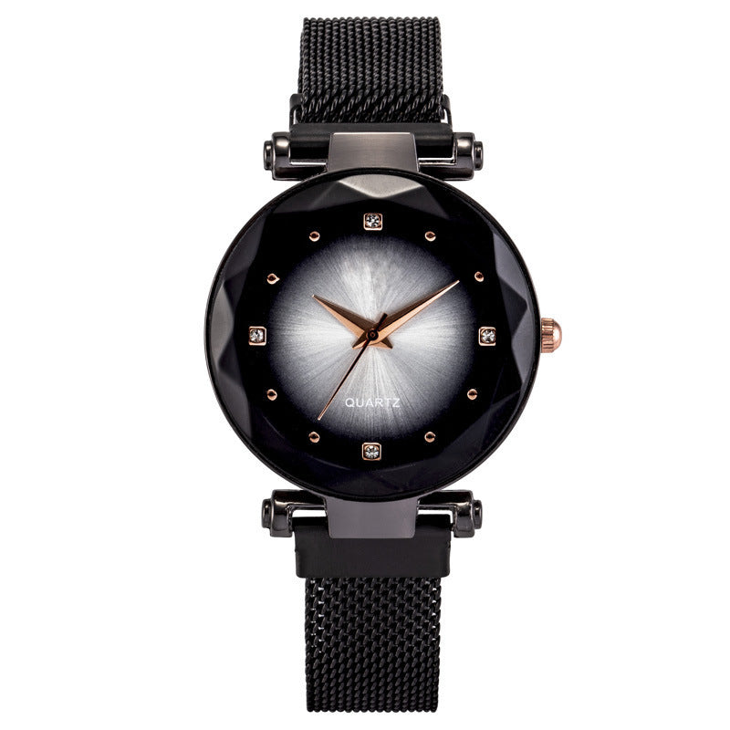 Montre à quartz étoilée pour femme avec bracelet magnétique absorbant le fer