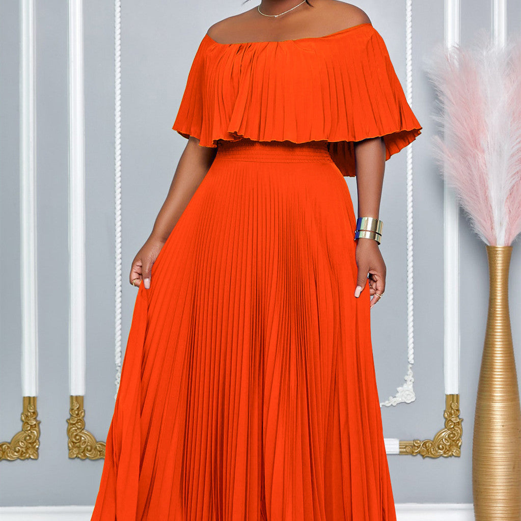 Women's Off-shoulder Pleated Dress