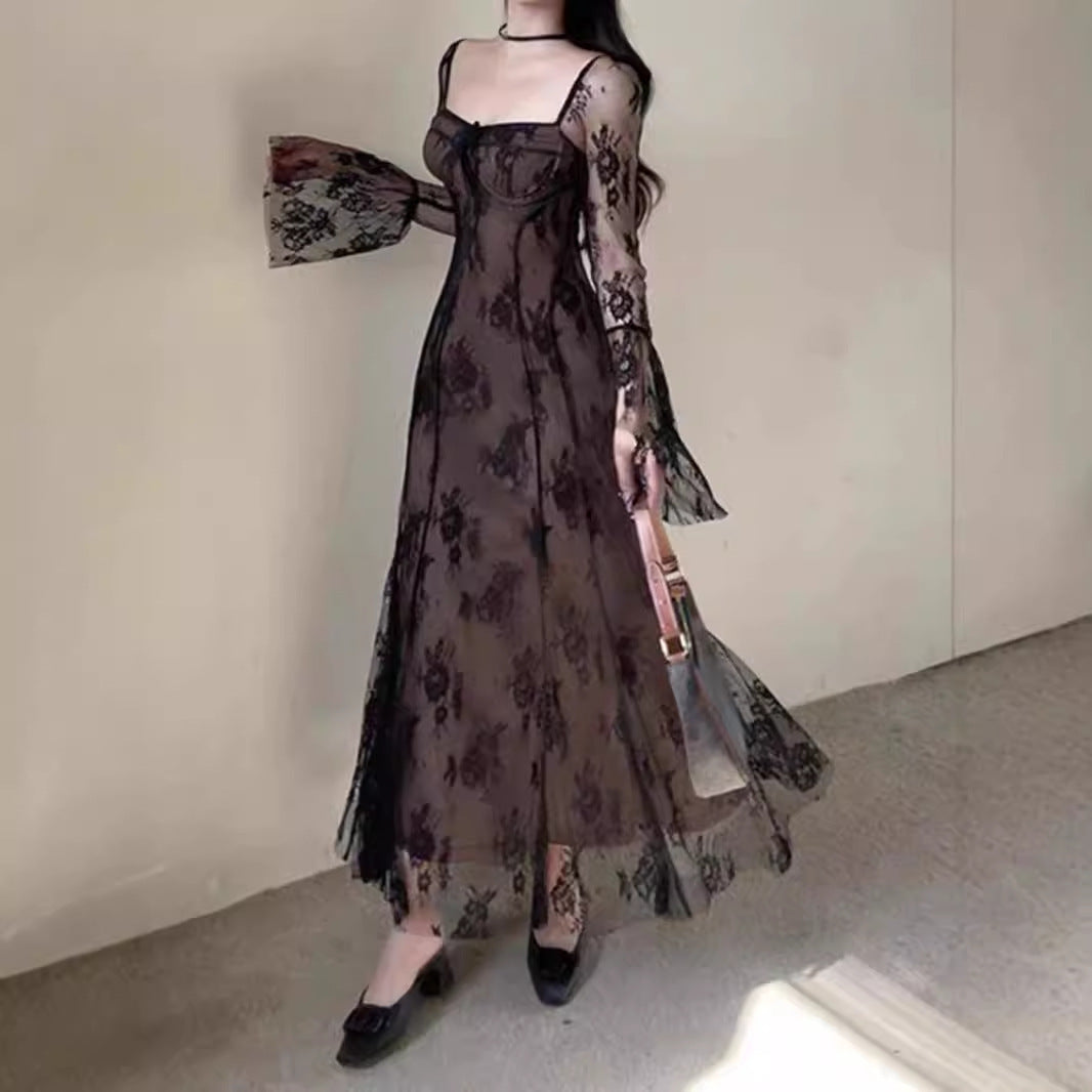 Women's Lace Mesh Fishtail Dress