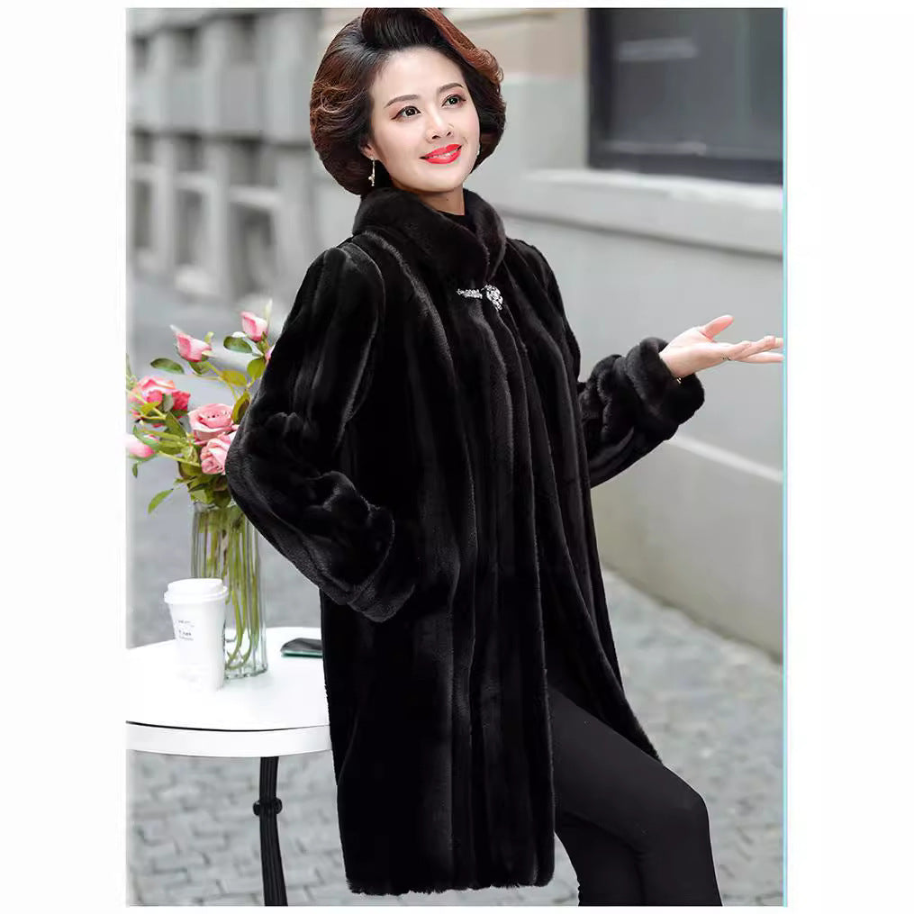 Middle-aged And Elderly Women's Dress Haining Fur Coat