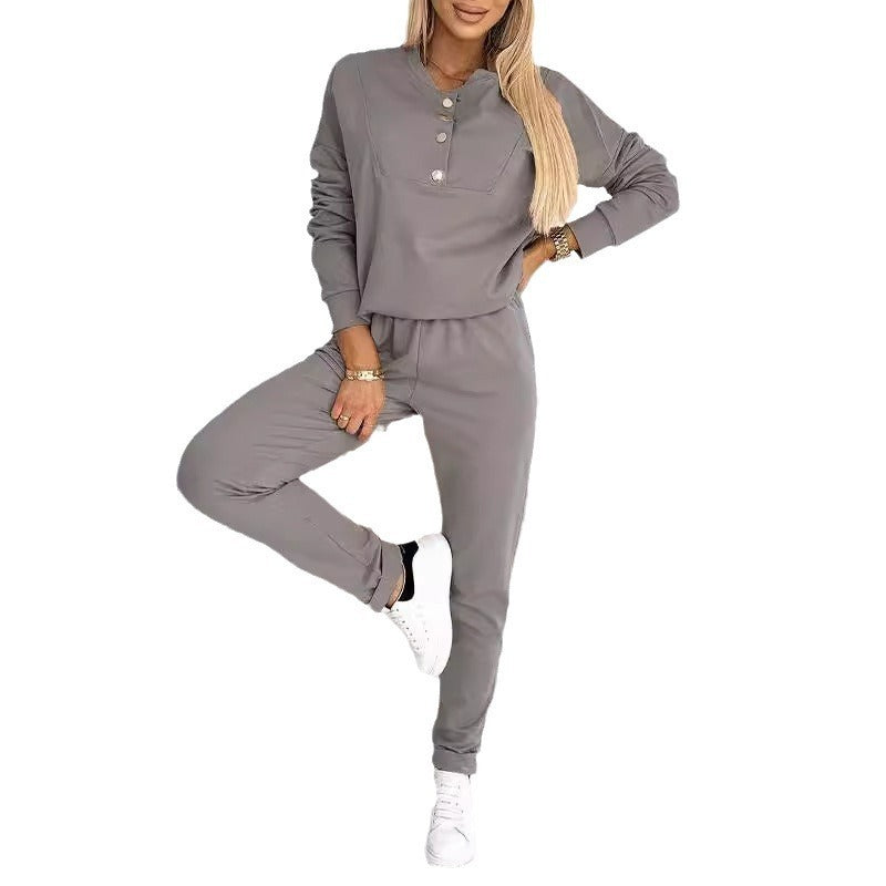 Women's Patchwork Polyester Trousers Long Sleeve Fashion