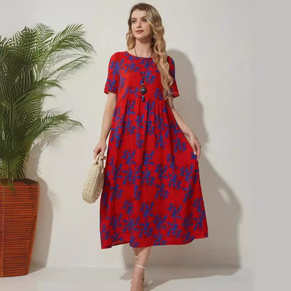 Robe tendance imprimée à manches courtes pour femme