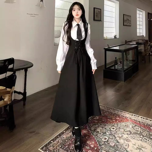 Robe de costume uniforme de style preppy à la mode pour femmes