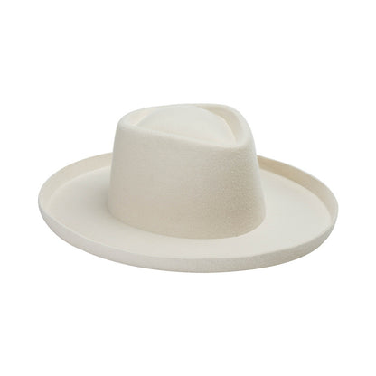 Sombrero de copa de lana de moda simple Gorra de fieltro de lana rizado vintage para mujer