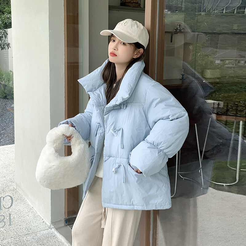 Chaqueta corta de mujer con relleno de algodón y cuello alto estilo coreano