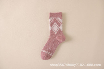 Autumn And Winter Ins Tide Mid-calf Thick Needle Double Needle Women's Socks