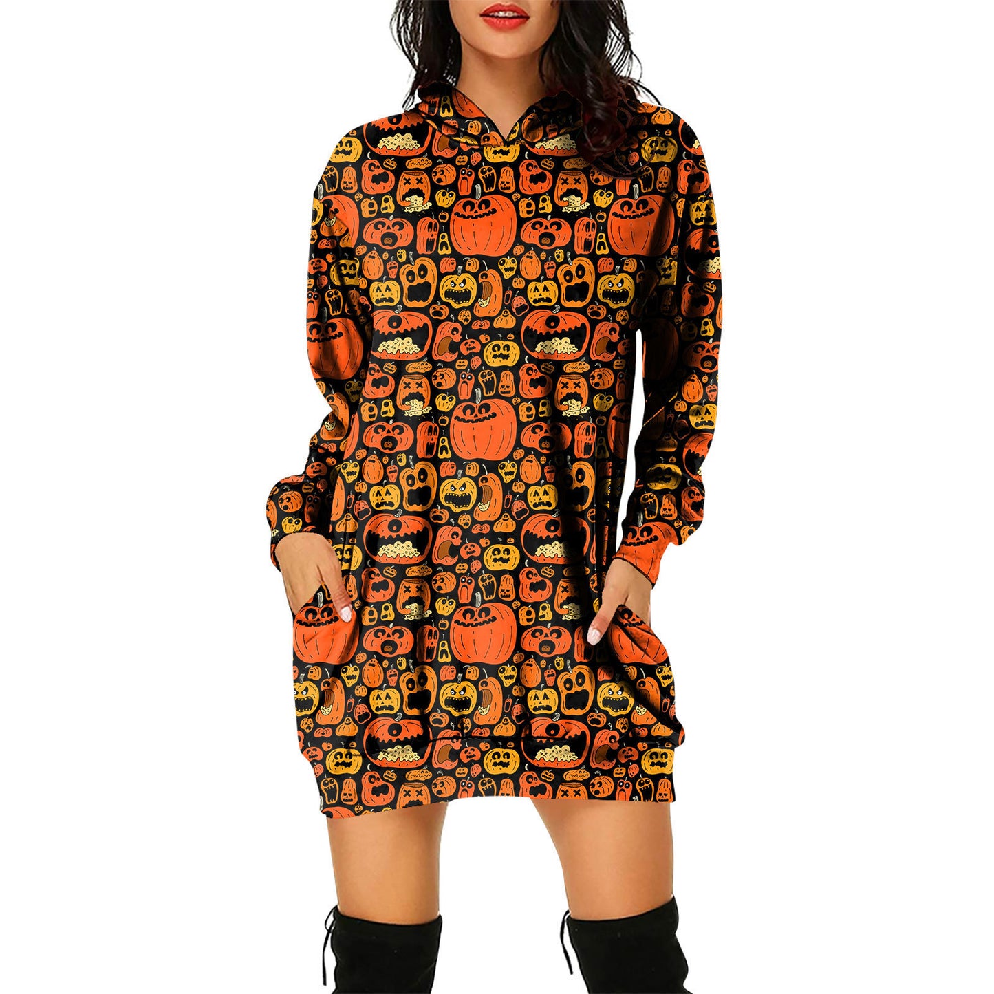 Robe pull à capuche pour femme sur le thème d'Halloween