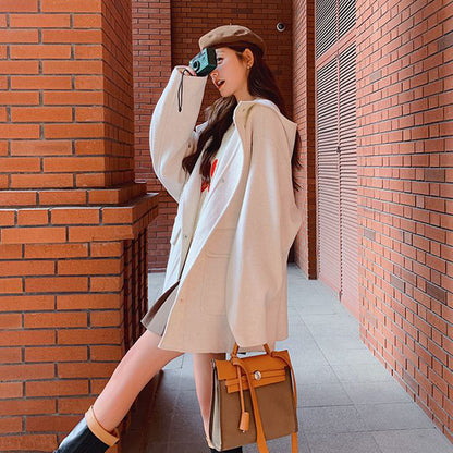 Korean Style Mid-length Casual Woolen Coat