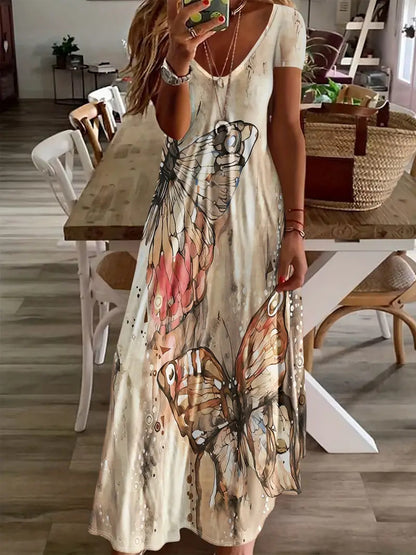 Bohemian Beach Daily Summer Printed Short Sleeve Dress