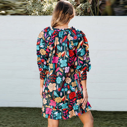 Vestido casual con estampado a juego para mujer