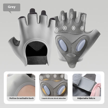 Guantes de fitness de silicona líquida engrosados ​​para entrenamiento con medio dedo para mujer