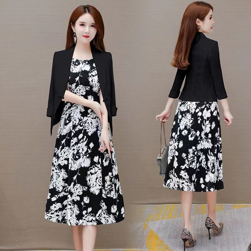 Fashion Elegant Lady Small Suit Two-piece Suit Dress