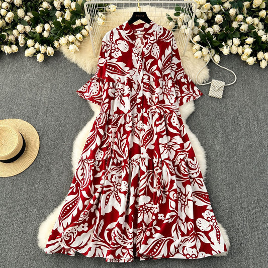 Women's Clothing Idle Style Loose Print Dress