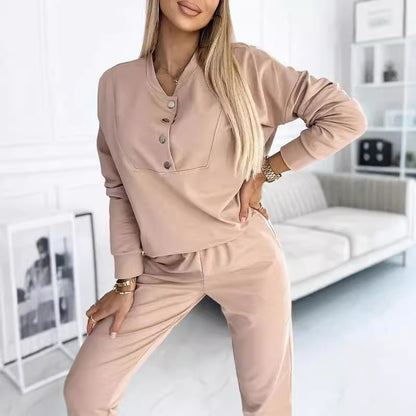 Women's Patchwork Polyester Trousers Long Sleeve Fashion