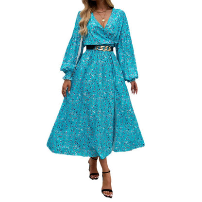 Robe imprimée taille haute élégante de tempérament pour femme